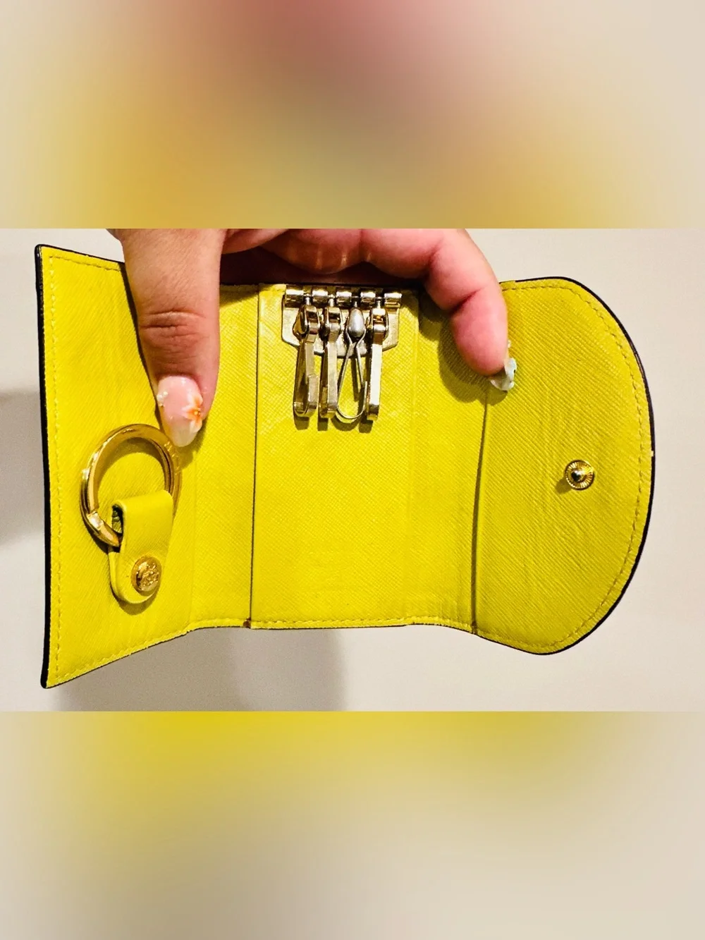 MCM Cognac Monogram Leather Key-holder